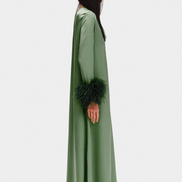 The Sleeper Suzi Maxi Dress with Detachable Feathers in Green