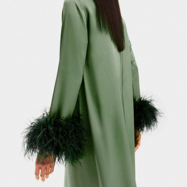 The Sleeper Suzi Maxi Dress with Detachable Feathers in Green
