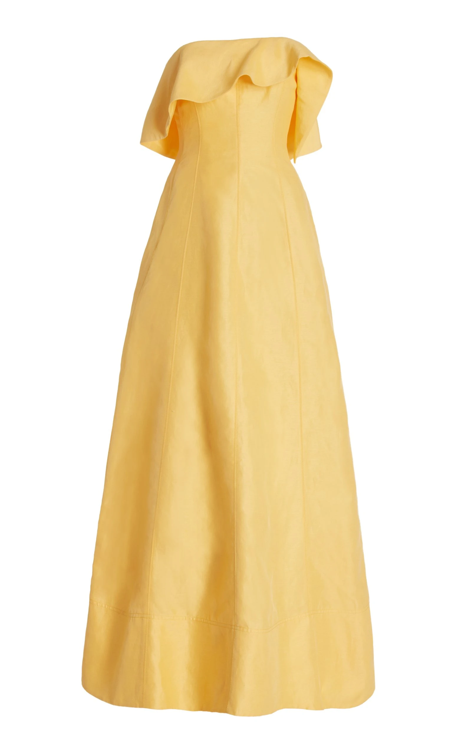 Aje Shallows Strapless Ruffled Linen-Blend Gown Aje Shallows Strapless Ruffled Linen-Blend Gown