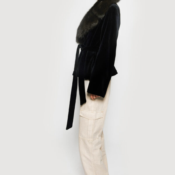 Blue graphite mink coat with dark sable barguzinsky - Image 4