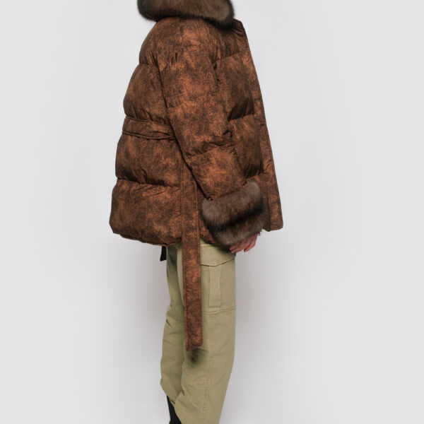 Down jacket in limonta fabric and graphite sable - Image 4