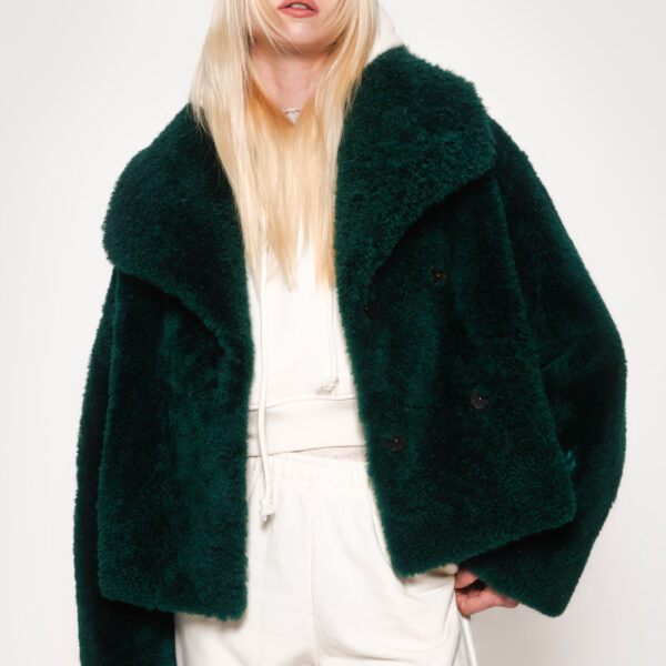 Green Mohair Coat fur Jackets