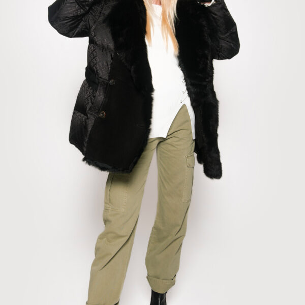 Black Shearling Coat fur Jackets