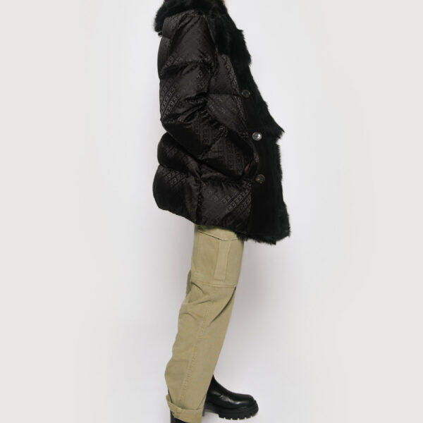 Logoed down jacket and black velar shearling - Image 4