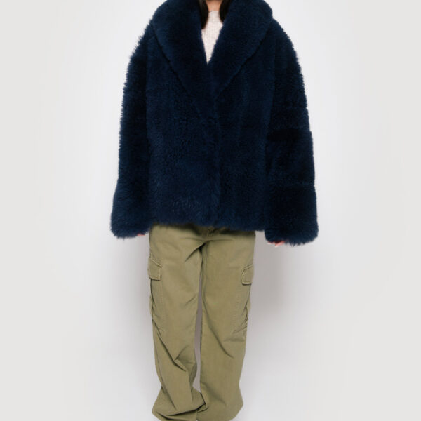 Blue Mohair Coat fur Jackets