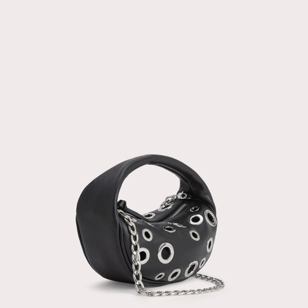 By Far Baby Cush Black Small Grain Calf Leather and Eyelets Bag bag