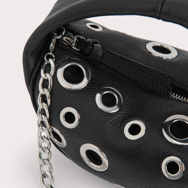 By Far Baby Cush Black Small Grain Calf Leather and Eyelets Bag bag
