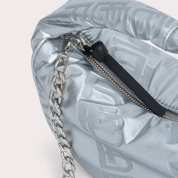 By Far Baby Cush Silver Embossed Shellsuit Fabric Bag bag