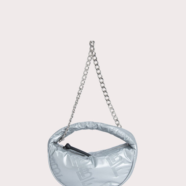 By Far Baby Cush Silver Embossed Shellsuit Fabric Bag bag