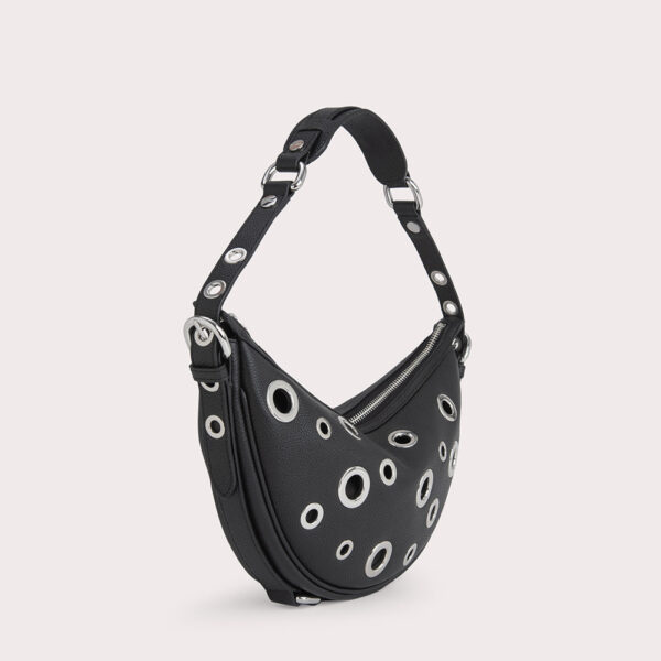 By Far Gib Black Small Grain Calf Leather and Eyelets Bag bag