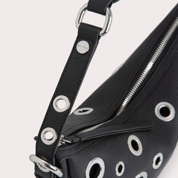 By Far Gib Black Small Grain Calf Leather and Eyelets Bag bag