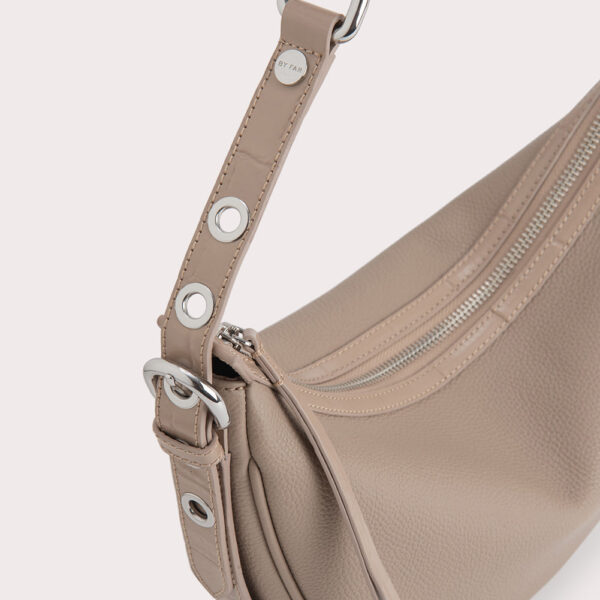 By Far Gib Taupe Maxi Croco and Small Grain Calf Leather bag bag