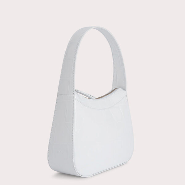 By Far Kiki White Maxi Croco Embossed Leather bag