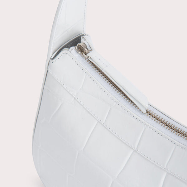 By Far Kiki White Maxi Croco Embossed Leather bag