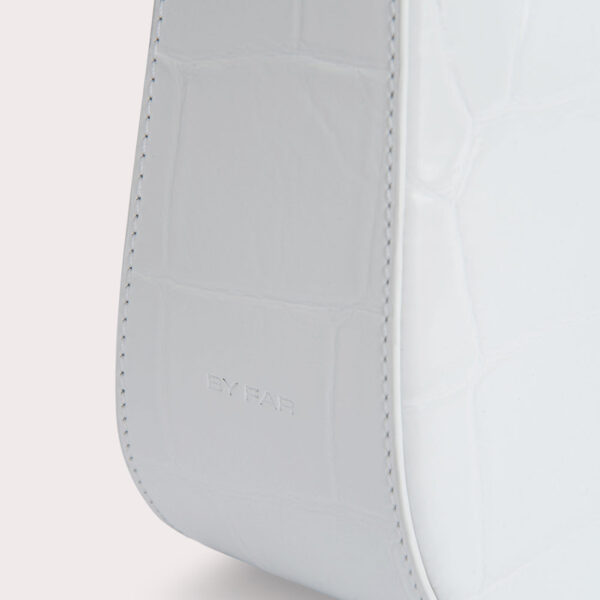 By Far Kiki White Maxi Croco Embossed Leather bag