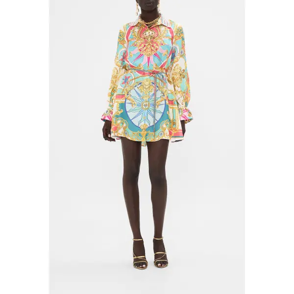 Shift Shirt Dress With Crochet Collar - Image 6