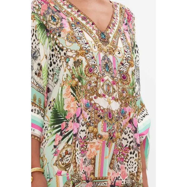 Tie Sleeve Short V Neck Kaftan - Image 5