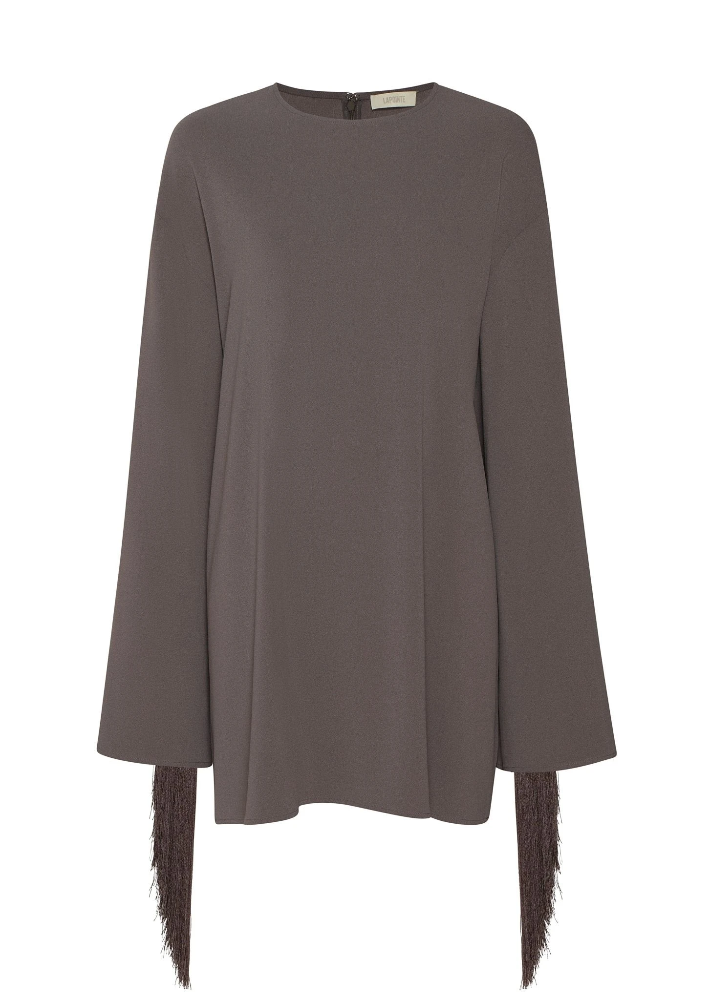 Lapointe-Crepe-Shift-Dress-With-Fringe Lapointe Crepe Shift Dress With Fringe