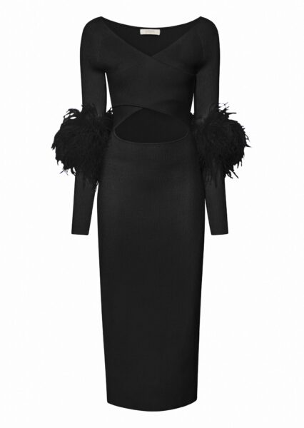 Lapointe Crossover Dress With Feathers