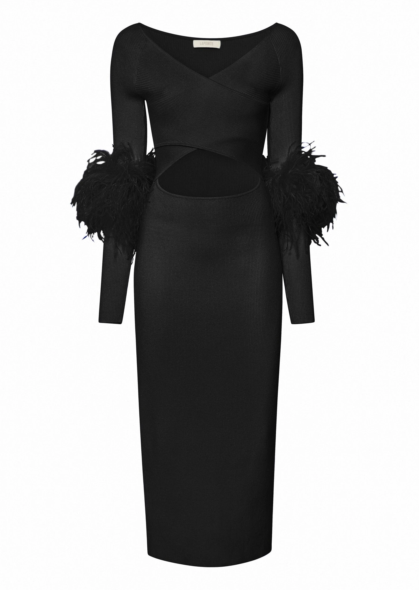 Lapointe-Crossover-Dress-With-Feathers Lapointe Crossover Dress With Feathers