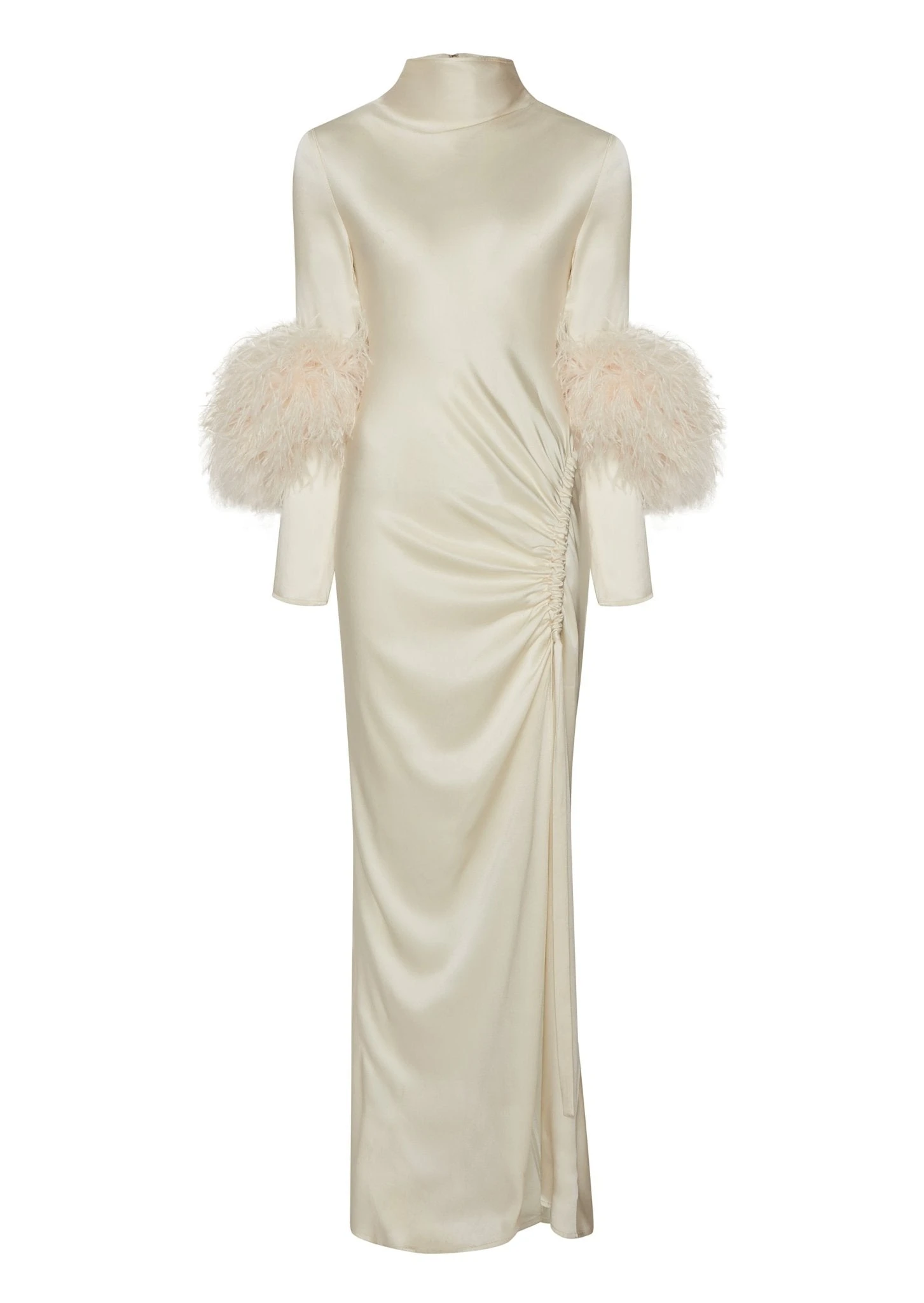 Lapointe-Satin-Bias-Feather-Tab-Dress-With-Slit Lapointe Satin Bias Feather Tab Dress With Slit