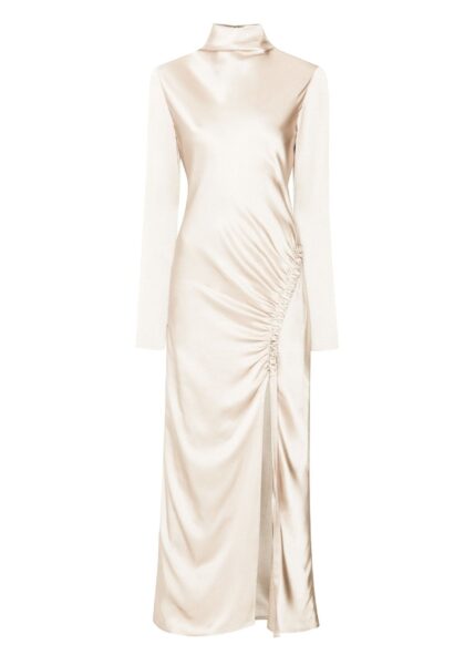 Lapointe Satin Bias Tab Dress With Slit