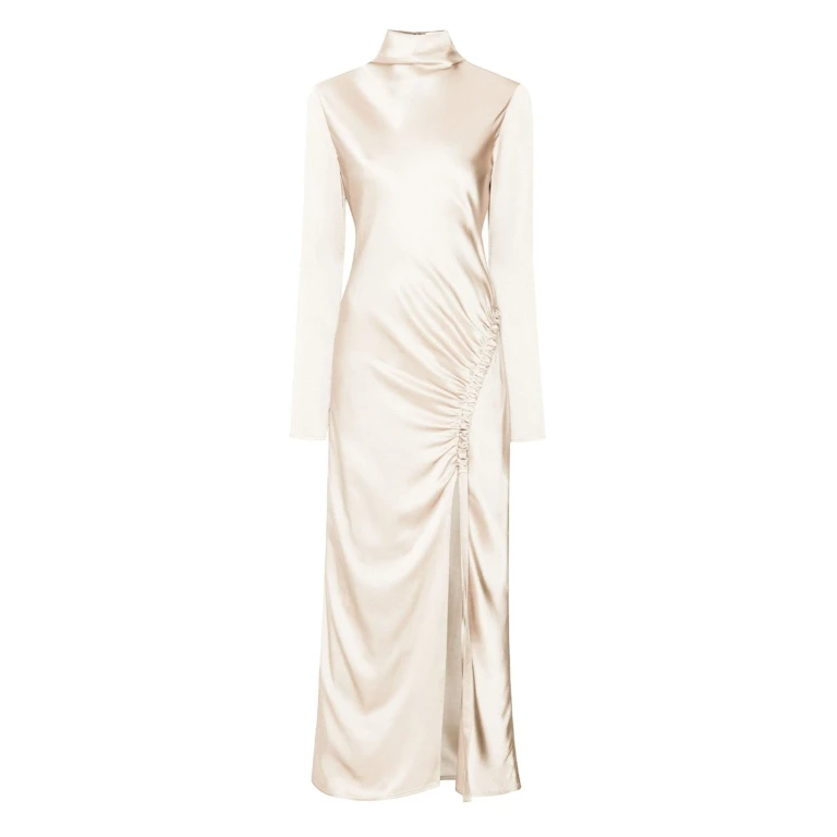 Lapointe Satin Bias Tab Dress With Slit