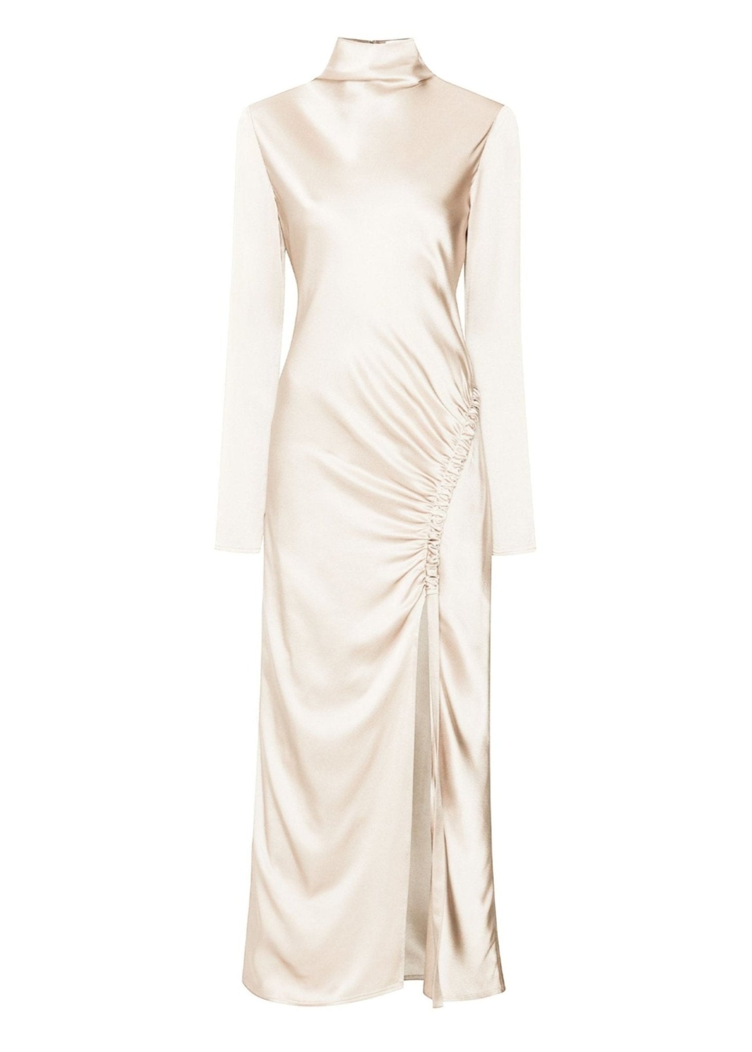 Lapointe Satin Bias Tab Dress With Slit