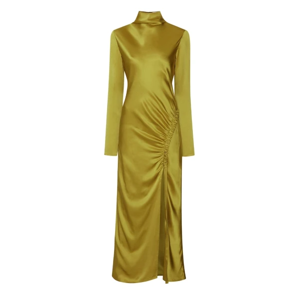 Lapointe Satin Bias Tab Dress With Slit