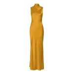 Lapointe Satin Drape Neck Sleeveless Dress