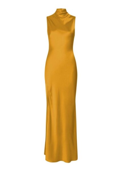 Lapointe Satin Drape Neck Sleeveless Dress