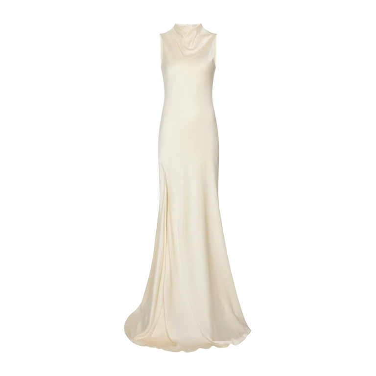 Lapointe Satin Drape Neck Sleeveless Gown