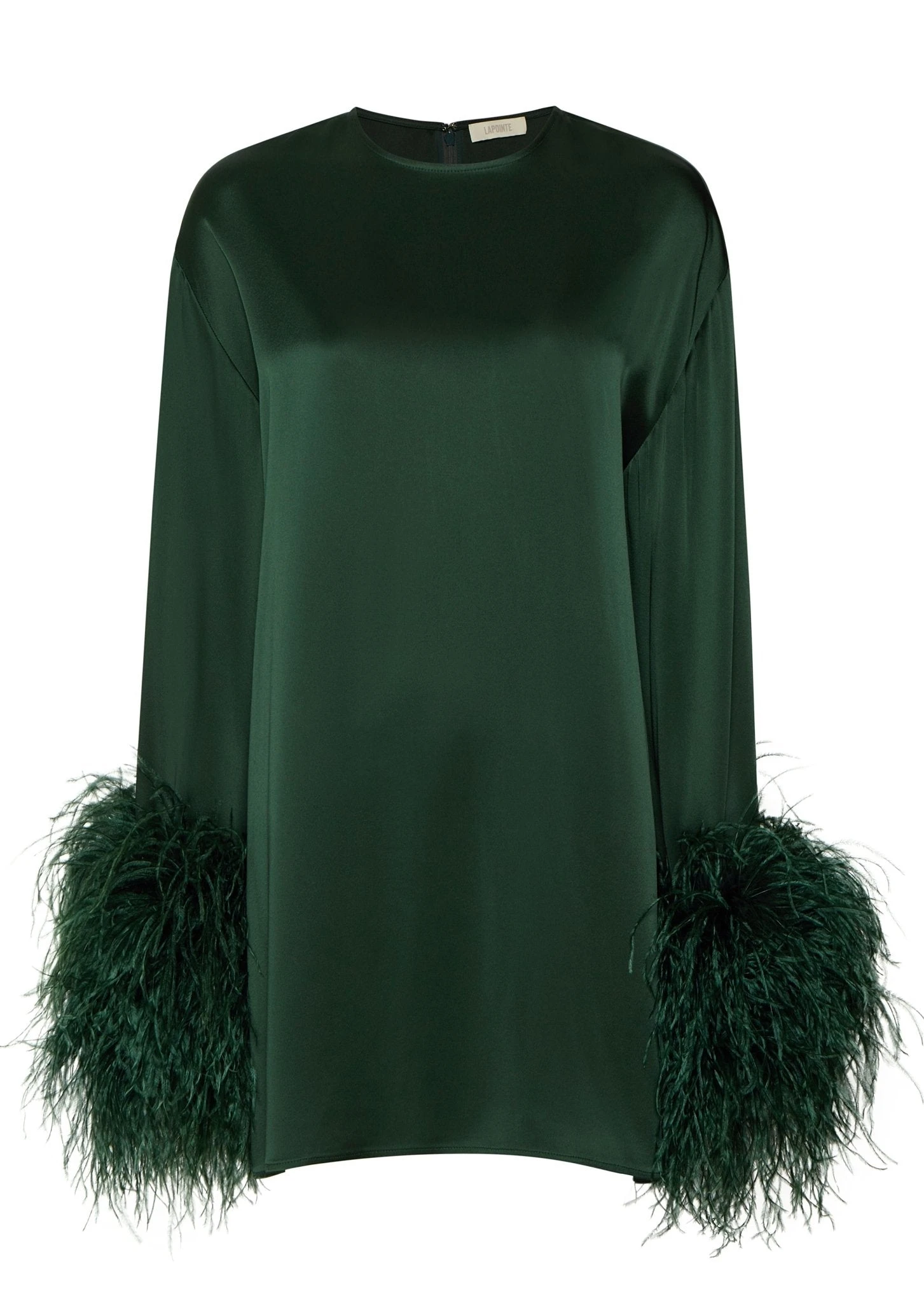 Lapointe-Satin-Shift-Dress-With-Feathers Lapointe Satin Shift Dress With Feathers