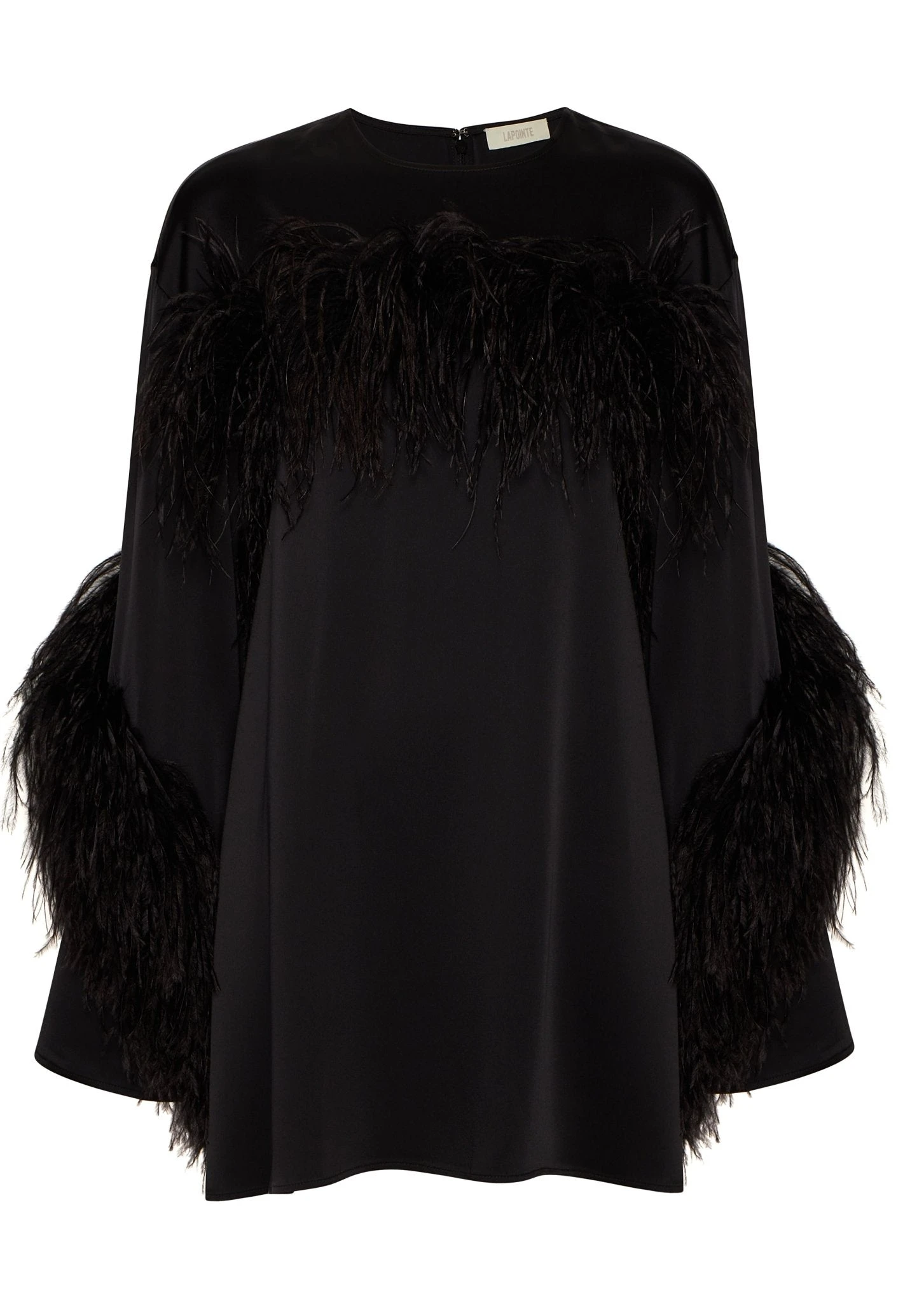 Lapointe-Satin-Shift-Dress-With-Feathers Lapointe Satin Shift Dress With Feathers