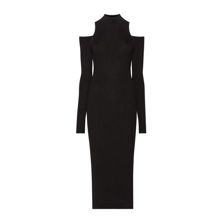 Lapointe Shiny Viscose Cold Shoulder Dress