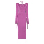Lapointe Shiny Viscose Longsleeve Lace Up Dress