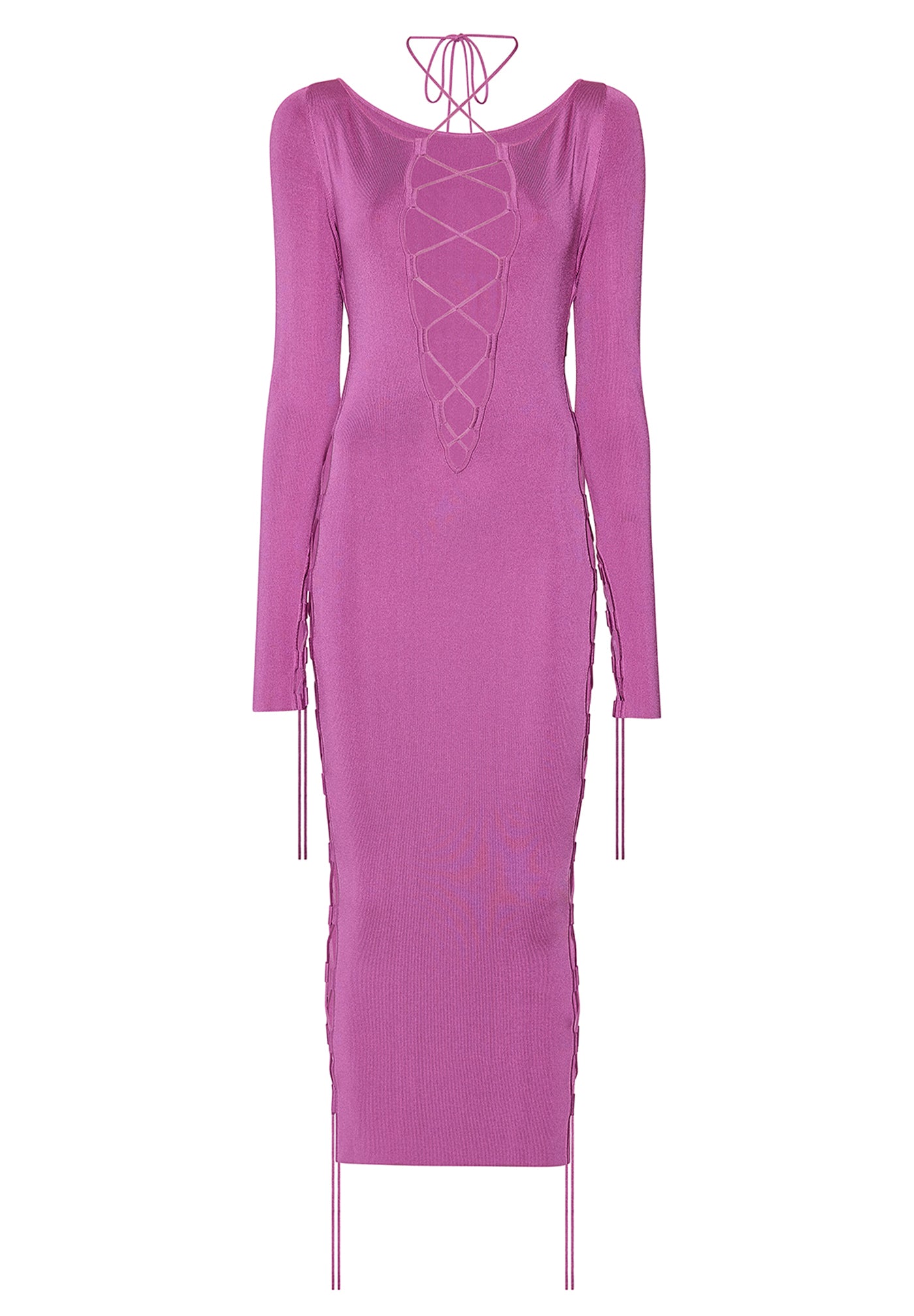 Lapointe Shiny Viscose Longsleeve Lace Up Dress