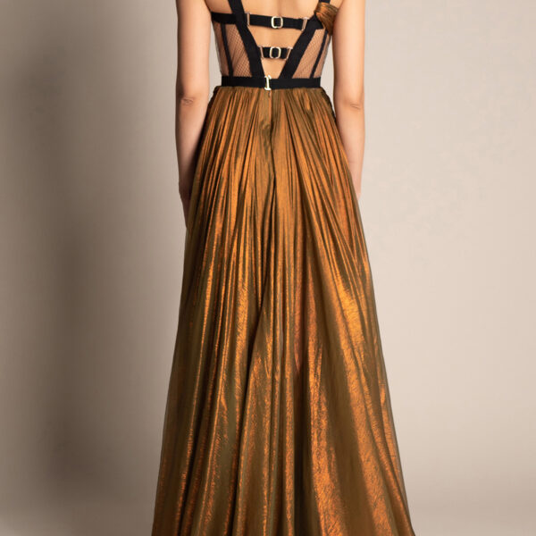 Maria Lucia Hohan Ryana Strapless Silver Maxi Dress
