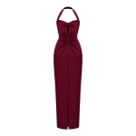 Rasario Corset Velvet And Polka-Dot Mesh Draped Maxi Dress