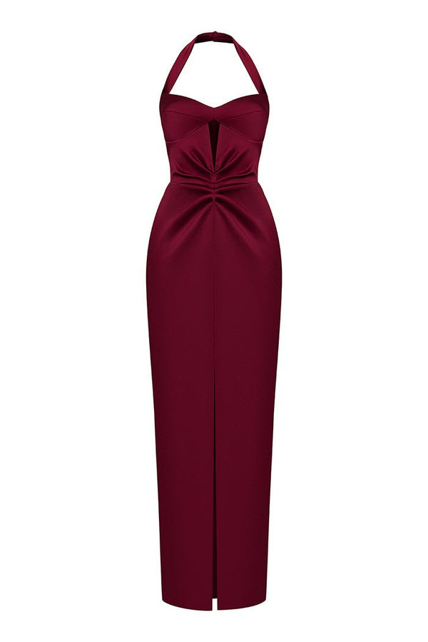 Rasario Corset Velvet And Polka-Dot Mesh Draped Maxi Dress