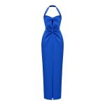 Rasario Satin Draped Off-The-Shoulders Long Midi Dress