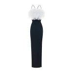 Rasario Satin Long Midi Dress With A Cutout