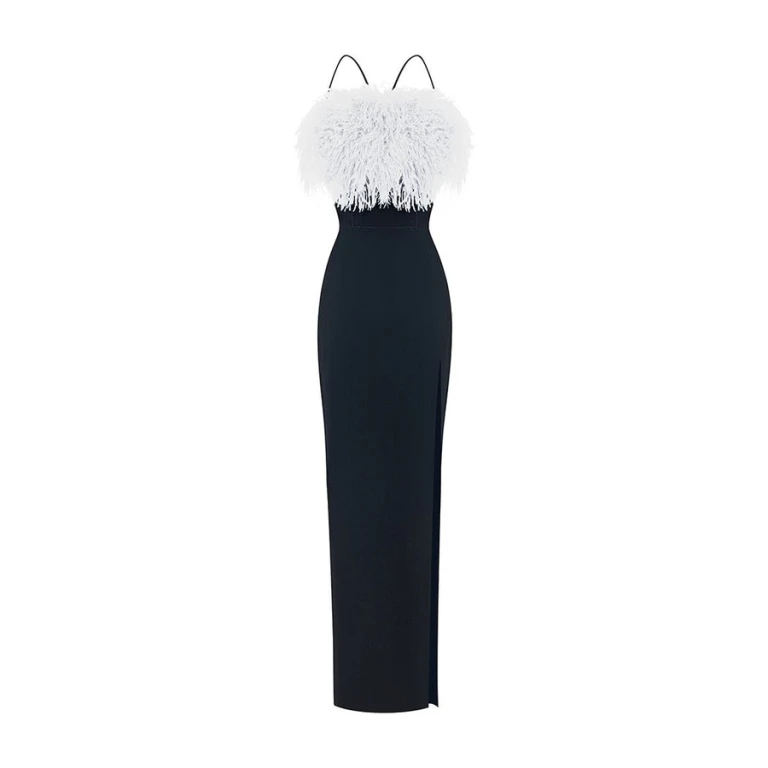 Rasario Satin Long Midi Dress With A Cutout