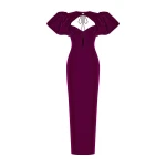 Rasario Satin Long Midi Dress With A Draped Skirt