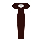 Rasario-Velvet-And-Satin-Maxi-Dress-With-A-Side-Slit Rasario Velvet And Satin Maxi Dress With A Side Slit