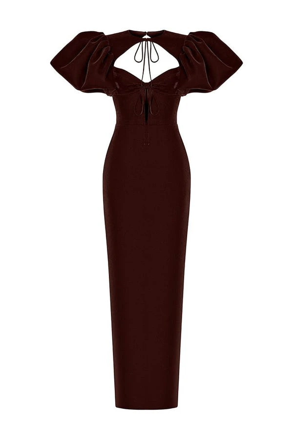 Rasario-Velvet-And-Satin-Maxi-Dress-With-A-Side-Slit Rasario Velvet And Satin Maxi Dress With A Side Slit