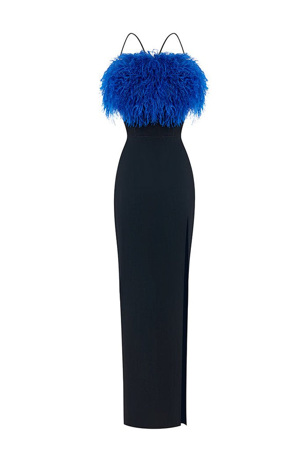 Rasario Velvet Corset Maxi Dress With A Draped Skirt