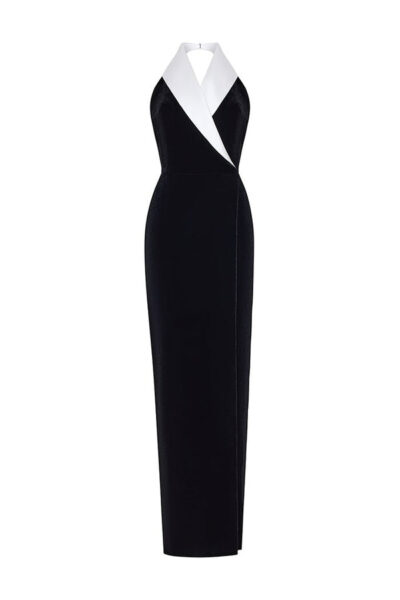 Rasario Velvet Corset Midi Dress With Bows