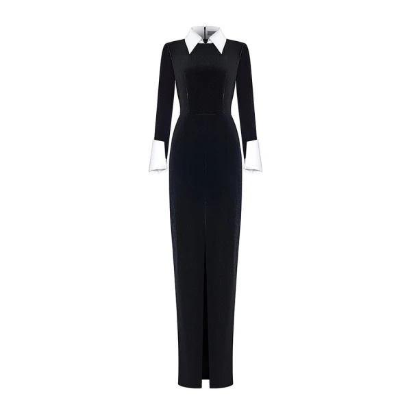 Rasario Velvet Gown With Ruffled Skirt