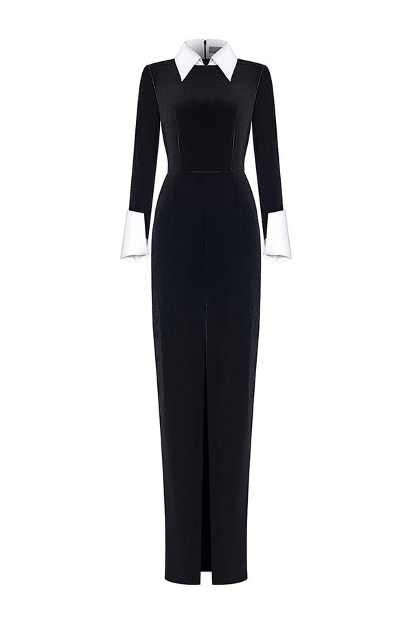 Rasario Velvet Gown With Ruffled Skirt